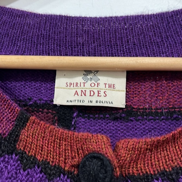 Spirit of the Andes Alpaca Hand knitted in Bolivia Multicoloured Cardigan S/M - Picture 3 of 12